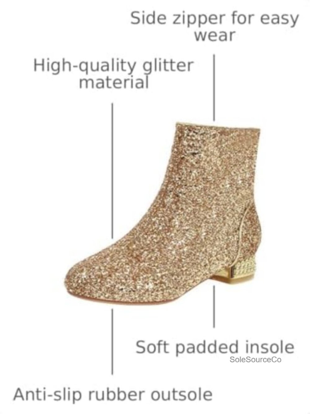 Sequin Block Heel Ankle Boots Sparkly Glitter Side Zip Dress Booties - Picture 2 of 6